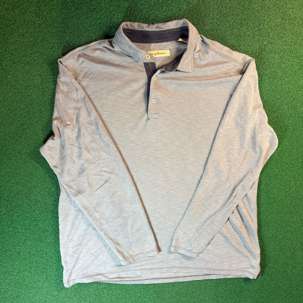 Size XL Mens – Tommy Bahama Light Blue Long Sleeve Quarter Button Polo Modal